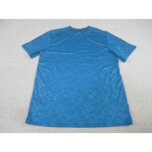BCG Mens Shirt Large Blue Camo Camouflage Stretch Short‎ Sleeve Crew Neck